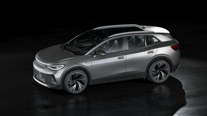 Fototapeta na wymiar 3D rendering of a brand-less generic SUV concept car 