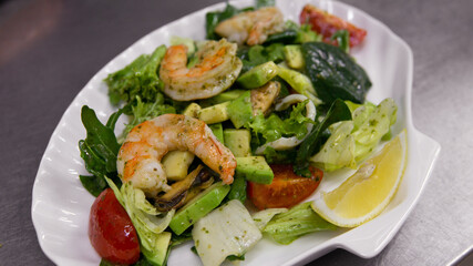 
Salad with seafood and avocado