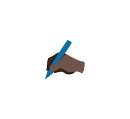 Writing hand emoji gesture vector isolated icon illustration. Writing hand gesture icon
