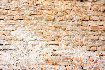 Texture of a brick wall with cracks and scratches which can be used as a background