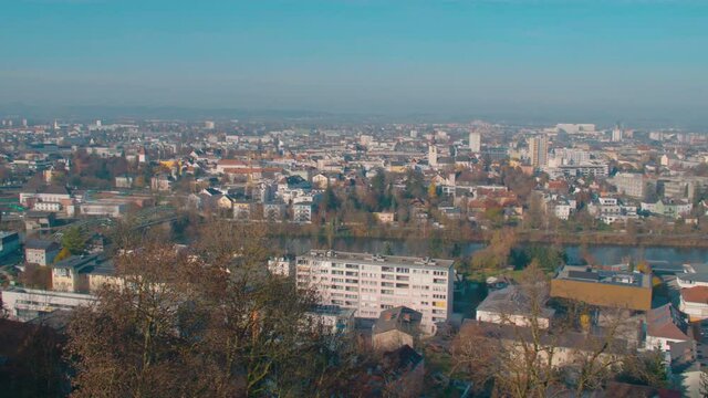 Pan across Thalheim and Wels, Upper Austria