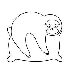 Black silhouette of a sloth sleeping on a pillow isolated on white background. Flat design for poster or t-shirt. Vector illustration