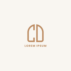 Simple, minimalist, and elegan geometric letter CD monogram logo with rounded style