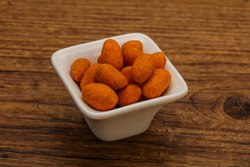 Spicy peanut heap in the bowl