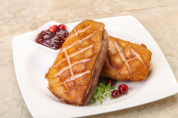 Roasted duck breast with sauce