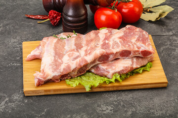 Raw pork ribs for cooking
