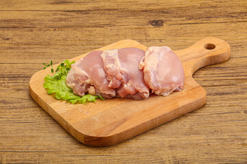 Raw chicken boneless and skinless leg