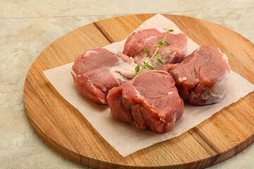 Raw pork tenderloin for cooking