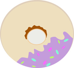 delicious doughnut with gravy and sprinkles, vector drawing, isolate on white