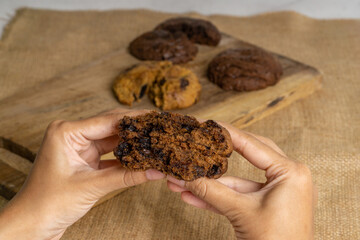 Fudgy Soft Baked Cookies in Rustic Decoration