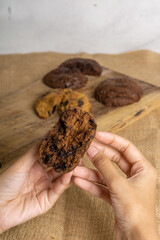 Fudgy Soft Baked Cookies in Rustic Decoration
