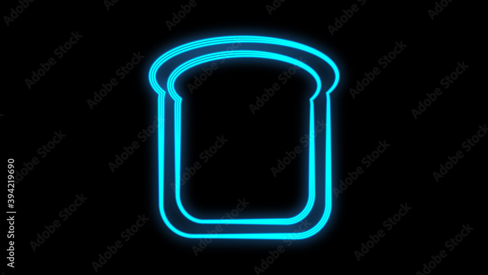 Poster Rye bread icon. Element of Bakery shop icons for mobile concept and web apps. Neon Rye bread icon can be used for web and mobile apps on dark gradient background