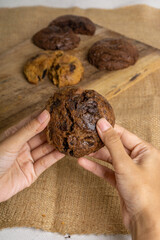 Fudgy Soft Baked Cookies in Rustic Decoration