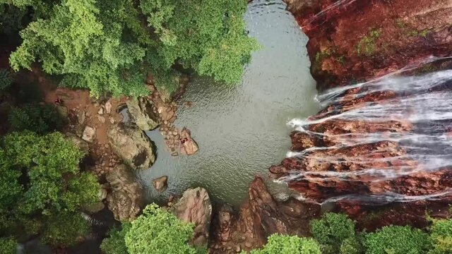 Namaung waterfall landscape on koh samui in Thailand and figure man. High quality FullHD footage