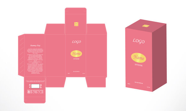 Packaging box design for Luxury 3d Box, luxury Perfume packaging design, Box die line mockup Collection, 3D illustration vector.