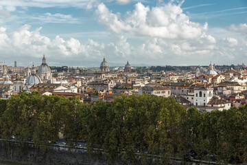Fototapeta na wymiar Rome, Italy. View from above. View from the roof of the Castel Sant'Angelo. Panorama.