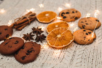 ready-made biscuits and Christmas spice ingredients: citrus, cinnamon and star anise