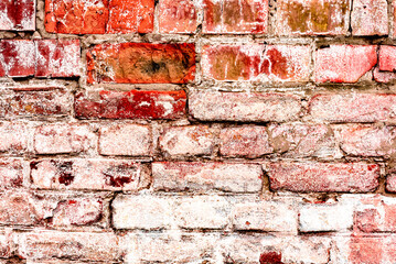 Texture of a brick wall with cracks and scratches which can be used as a background