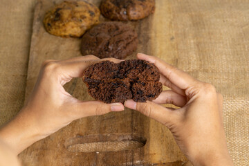 Fudgy Soft Baked Cookies in Rustic Decoration