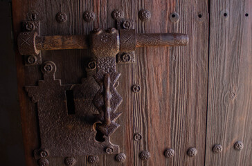 closeup shot of the iron door handle