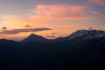 Morning in the mountains of Grossglockner Hochalpenstraesse in Alps austria, hohe tauern national park. beautiful sunrise in the Alps