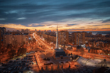 sunset over the city