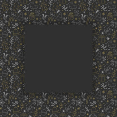 Design of Christmas background with ornaments. Empty Xmas card. Vector