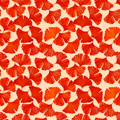 Fototapeta na wymiar Ginkgo leaves on floor seamless pattern.