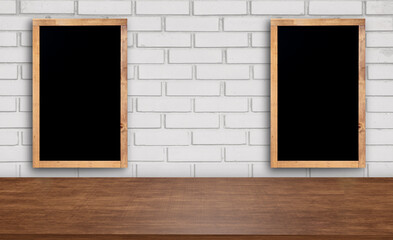 Fototapeta premium front view frame on wooden table