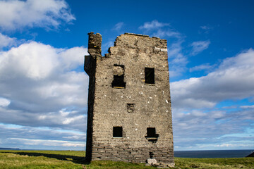 Abandoned signal tower on the edge of the seven heads cliffs, West Cork Ireland 