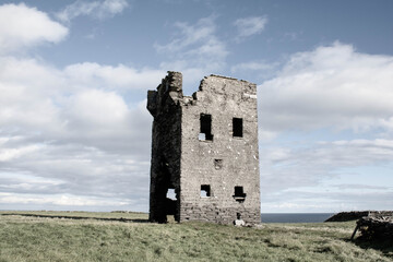 Abandoned signal tower on the edge of the seven heads cliffs, West Cork Ireland 