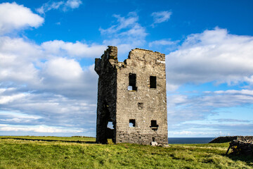 Abandoned signal tower on the edge of the seven heads cliffs, West Cork Ireland 