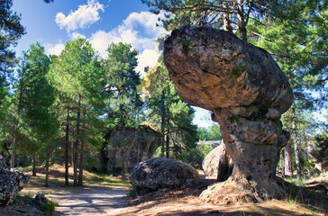 Natural area of ​​La Ciudad Encantada in Cuenca, with its beautiful rock formations, Spain