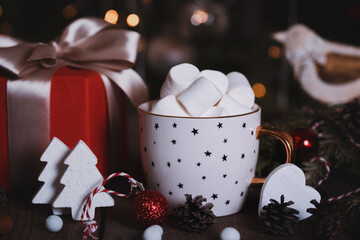 cup of coffee and marshmallows