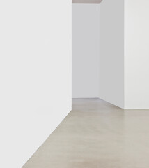An interior view of an empty art gallery