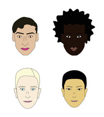 Illustration of faces of people from different races - vectors