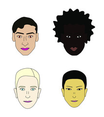 Illustration of faces of people from different races - vectors