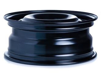 Car stamped wheel disc on white background isolation