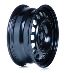 Car stamped wheel disc on white background isolation