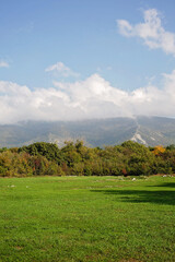 White clouds on the mountain tops