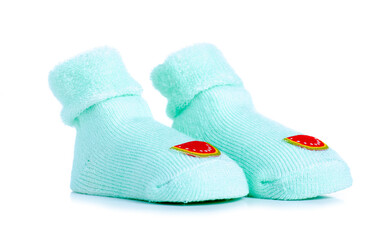 baby's bootees socks on white background isolation