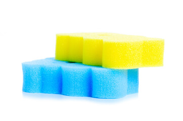 Baby bath sponges on white background isolation