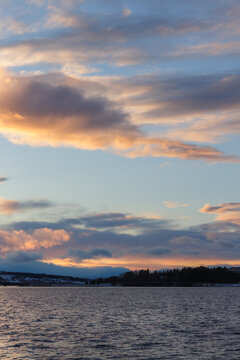 Sunset over Lake Storsjon in Ostersund