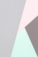 Abstract colored paper background. Minimal geometric shapes and lines in pastel pink, light green and gray colours