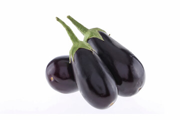 Eggplant brinjal or aubergine isolated on white background with clipping path and full depth of field