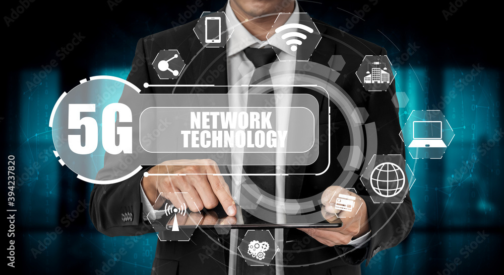 Poster advanced communication and global internet network connection in smart city . concept of future 5g w