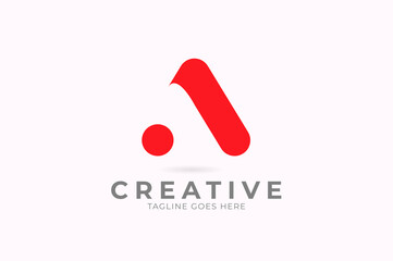 Letter A Logo, Red Geometric Shape rounded style isolated on white background ,usable for branding and business logos, flat design logo template, vector illustration