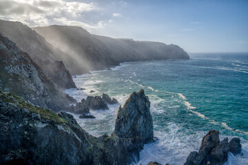 wild rocky coast of Galicia in northern Spain at Cabo Ortegal