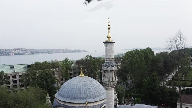 Aerial view of Yildiz Hamidiye Mosque in Istanbul. 4K Footage in Turkey