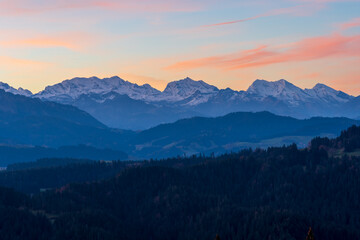 sunrise in the mountains in autumn